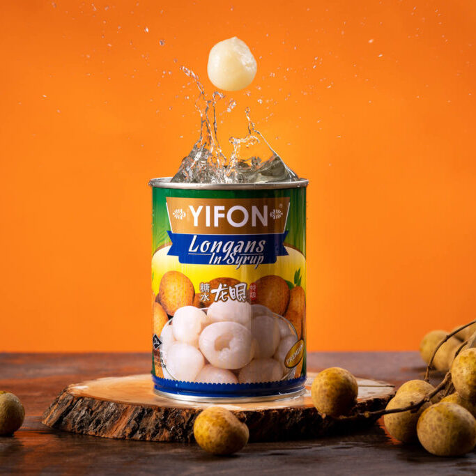 Canned Food Photography Yifon Longan falling into Can